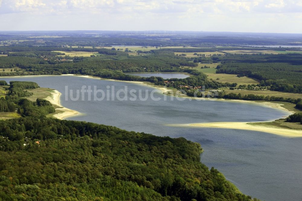 Luftbild Kähnsdorf - Niedrigwasser Pegel an den Uferbereiche des Sees Großer Seddiner See in Kähnsdorf im Bundesland Brandenburg, Deutschland
