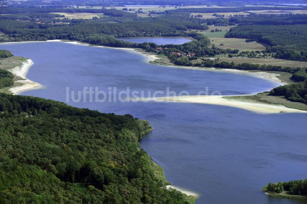 Luftaufnahme Kähnsdorf - Niedrigwasser Pegel an den Uferbereiche des Sees Großer Seddiner See in Kähnsdorf im Bundesland Brandenburg, Deutschland