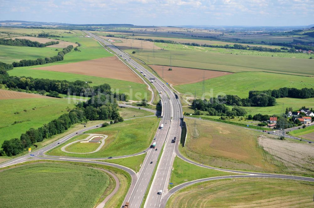 Großenlupnitz aus der Vogelperspektive: Nordverlegung / Umfahrung Hörselberge der Autobahn E40 / A4 in Thüringen