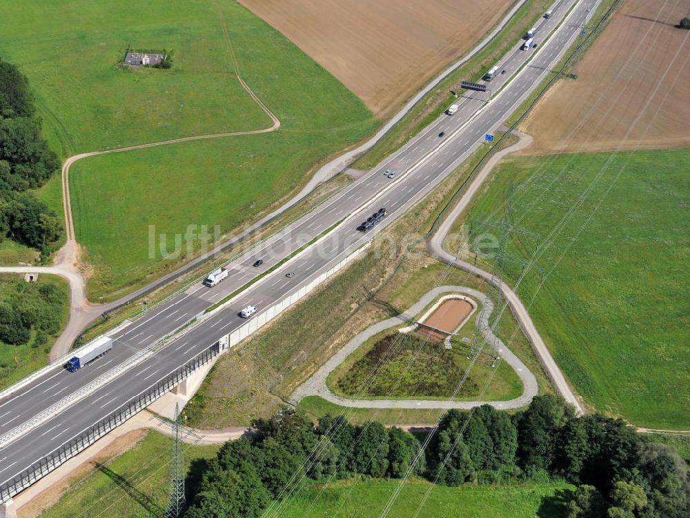 Großenlupnitz von oben - Nordverlegung / Umfahrung Hörselberge der Autobahn E40 / A4 in Thüringen