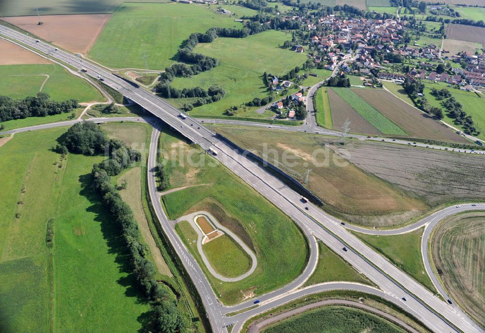 Luftaufnahme Großenlupnitz - Nordverlegung / Umfahrung Hörselberge der Autobahn E40 / A4 in Thüringen