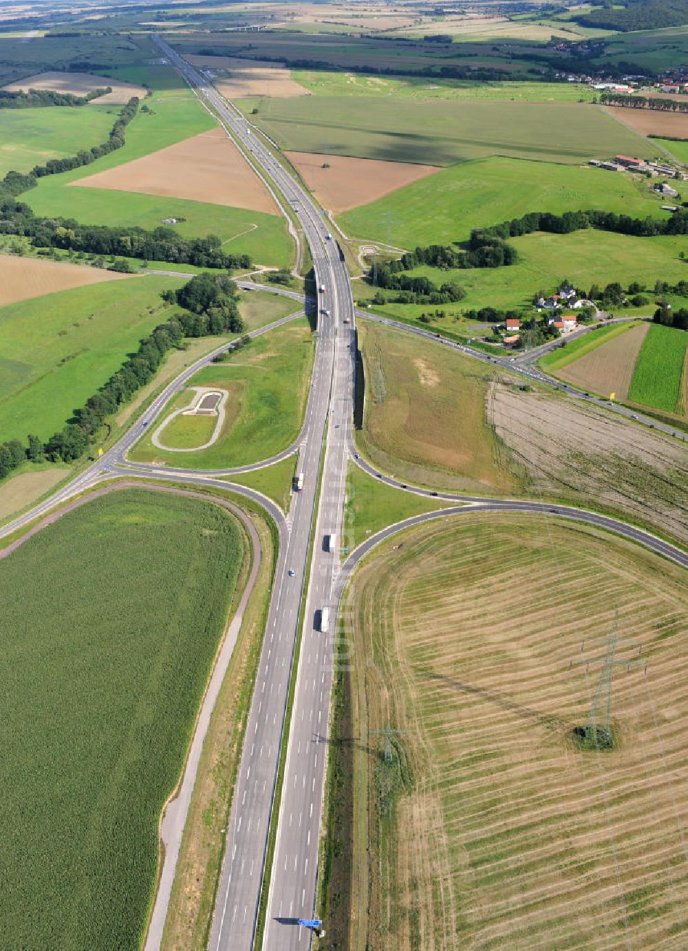 Großenlupnitz aus der Vogelperspektive: Nordverlegung / Umfahrung Hörselberge der Autobahn E40 / A4 in Thüringen