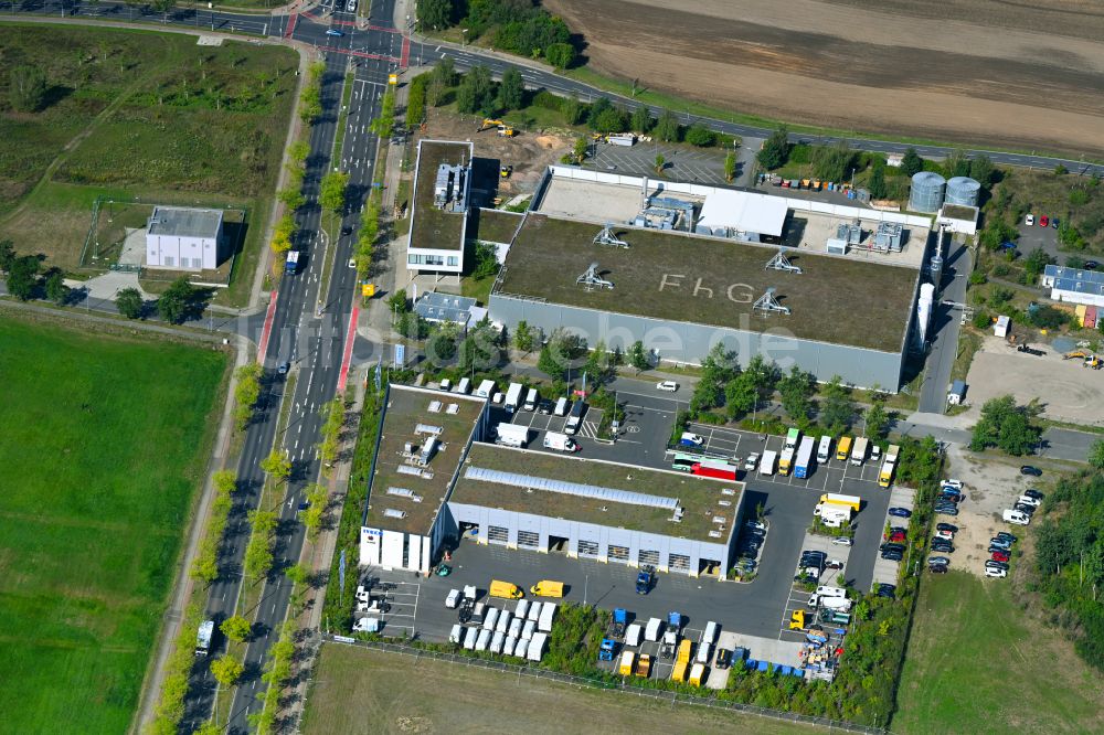 Luftbild Dresden - Nutzfahrzeug- und Spezialfahrzeughandel Iveco Dresden im Ortsteil Hellerau in Dresden im Bundesland Sachsen, Deutschland