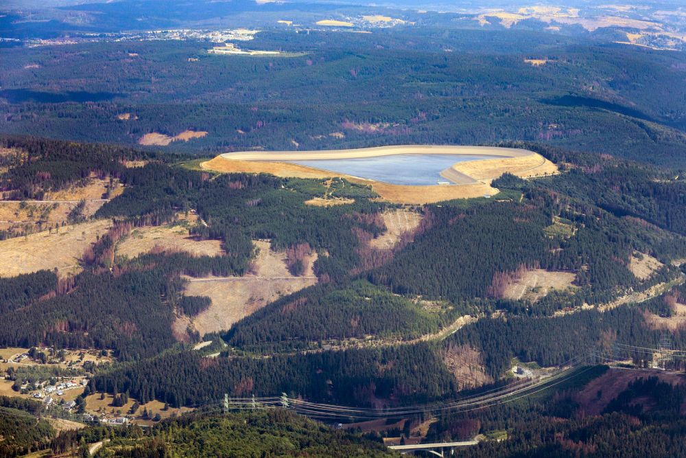 Goldisthal von oben - Oberbecken des Pumpspeicherwerk in Goldisthal im Bundesland Thüringen