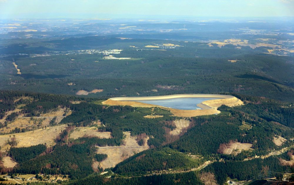 Goldisthal aus der Vogelperspektive: Oberbecken des Pumpspeicherwerk in Goldisthal im Bundesland Thüringen
