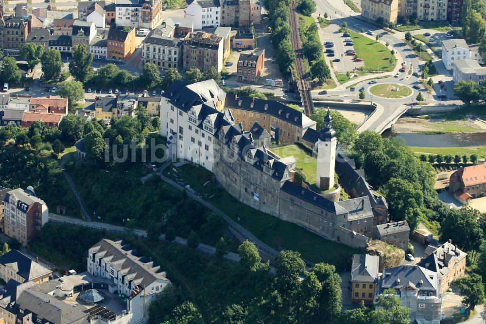 Greiz aus der Vogelperspektive: Oberes Schloss in Greiz im Bundesland Thüringen