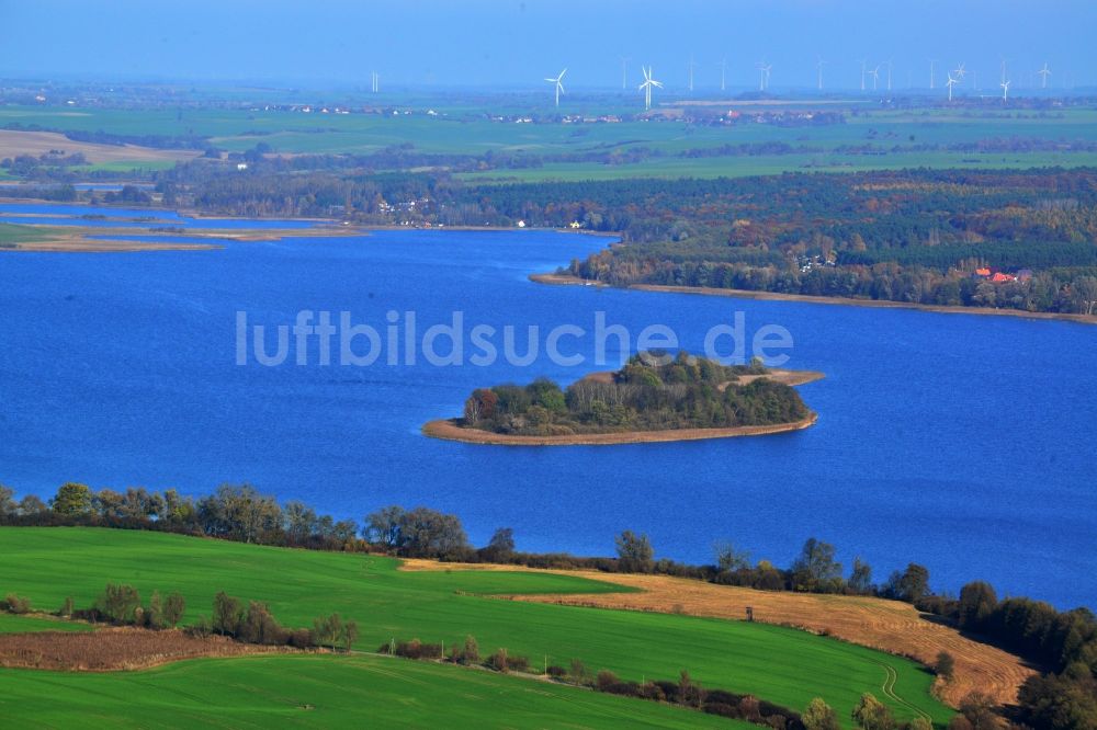 Luftaufnahme Flieth-Stegelitz - Oberuckersee mit Insel in Flieth-Stegelitz im Bundesland Brandenburg