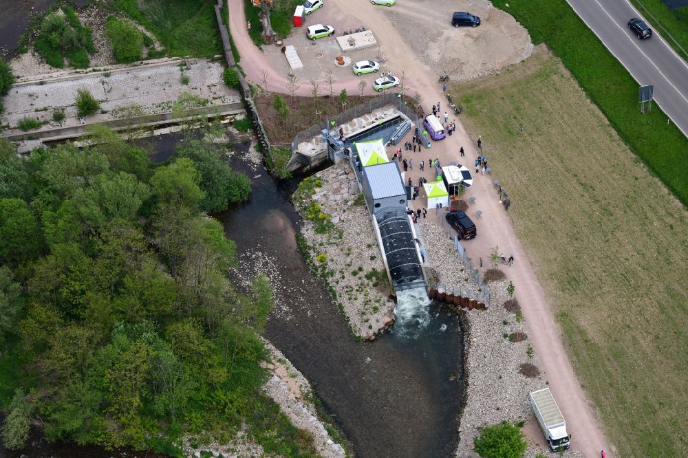 Luftbild Maulburg - Offene Tür am Wasserkraftwerk, Kleinkraftwerk an der Wiese in Maulburg im Bundesland Baden-Württemberg, Deutschland