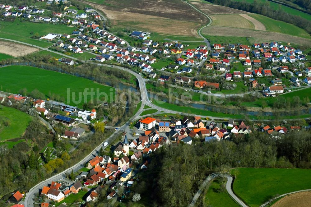 Luftbild Ohrnberg - Ohrnberg am Flussverlauf des Kocher im Bundesland Baden-Württemberg, Deutschland