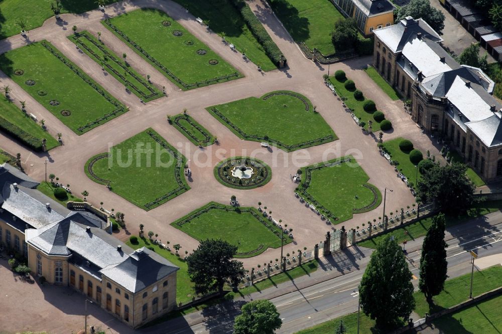Gotha von oben - Orangerie von Schloss Friedenstein in Gotha im Bundesland Thüringen