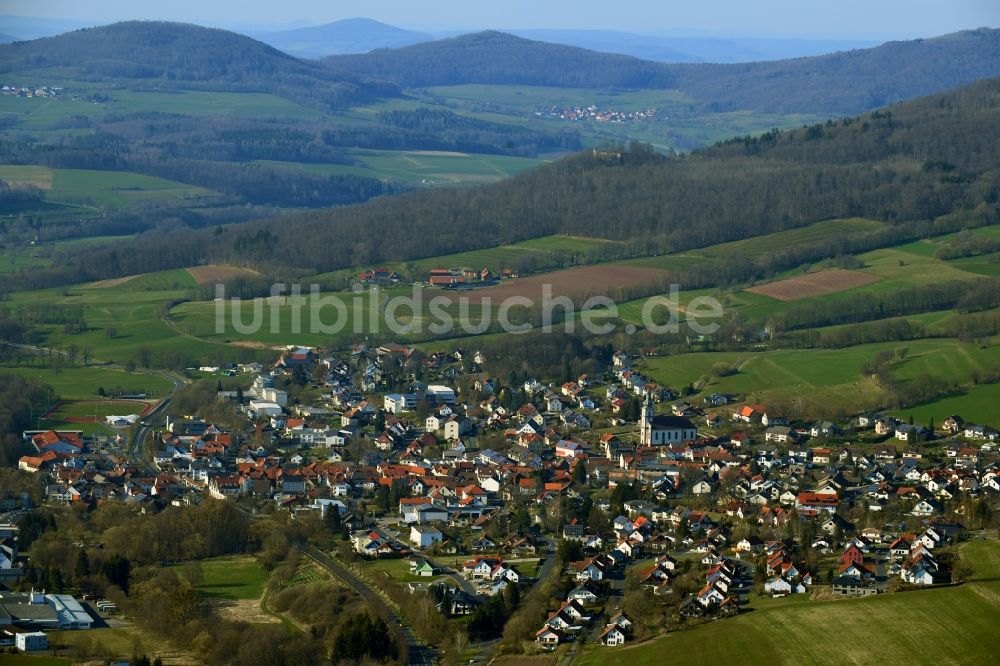 Luftbild Hilders - Orts- Ansicht im Talbereich in Hilders in der Rhön im Bundesland Hessen, Deutschland