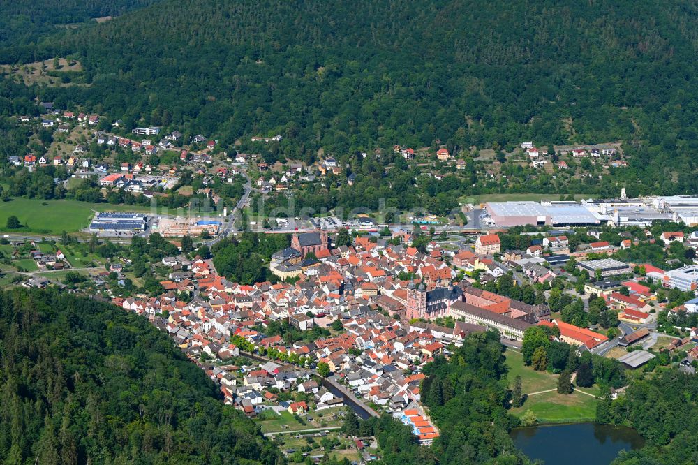 Amorbach von oben - Ortsansicht in Amorbach im Bundesland Bayern, Deutschland