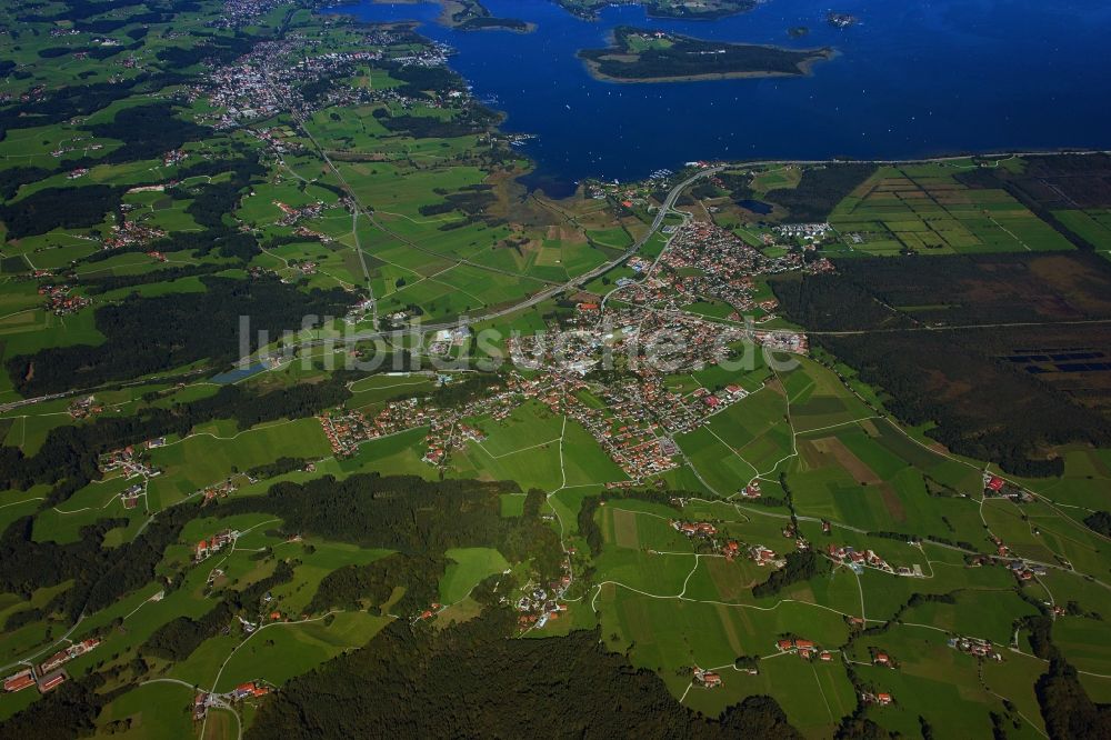 Luftbild Bernau am Chiemsee - Ortsansicht in Bernau am Chiemsee im Bundesland Bayern, Deutschland