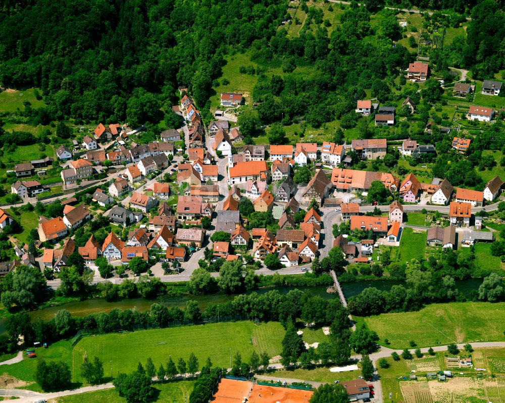 Bieringen von oben - Ortsansicht in Bieringen im Bundesland Baden-Württemberg, Deutschland