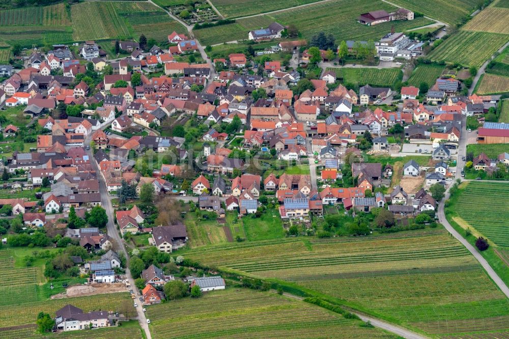 Bischoffingen von oben - Ortsansicht in Bischoffingen im Bundesland Baden-Württemberg, Deutschland