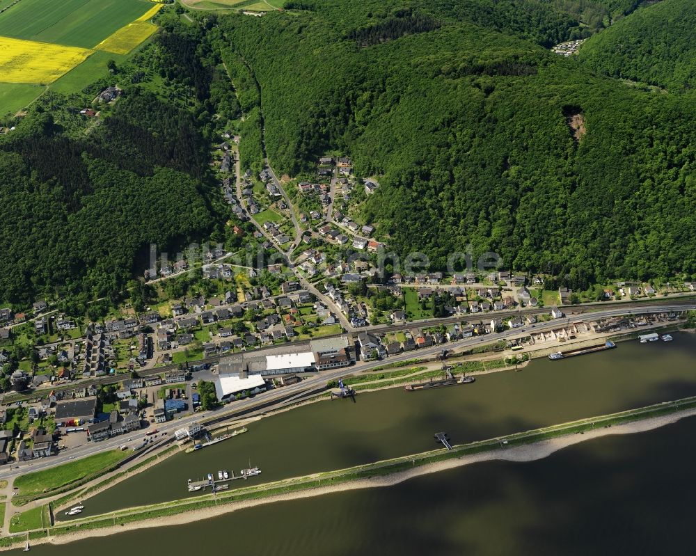 Luftaufnahme Brohl-Lützing - Ortsansicht von Brohl-Lützing am Ufer des Rhein im Bundesland Rheinland-Pfalz