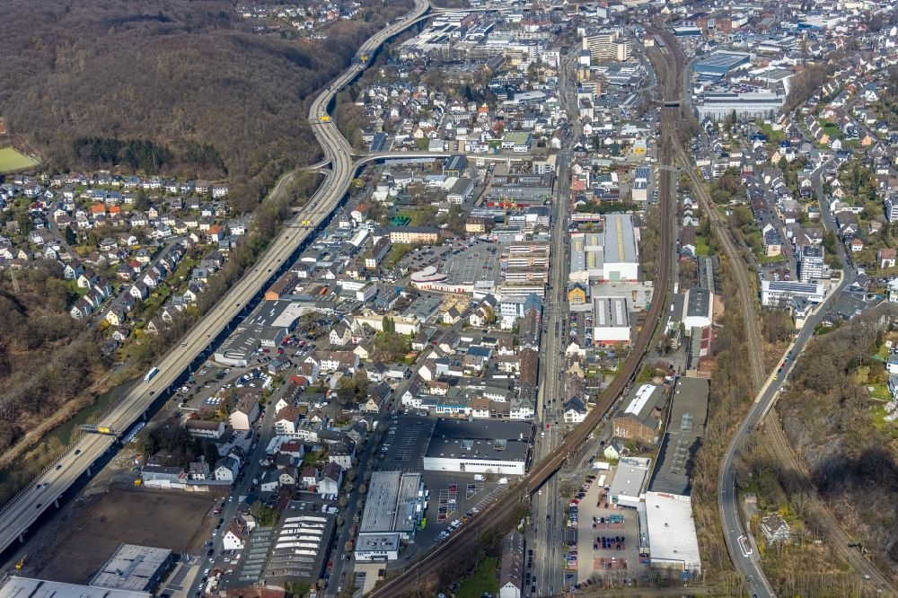 Luftbild Siegen - Ortsansicht an der Bundesstraße 54 im Ortsteil Weidenau in Siegen im Bundesland Nordrhein-Westfalen, Deutschland