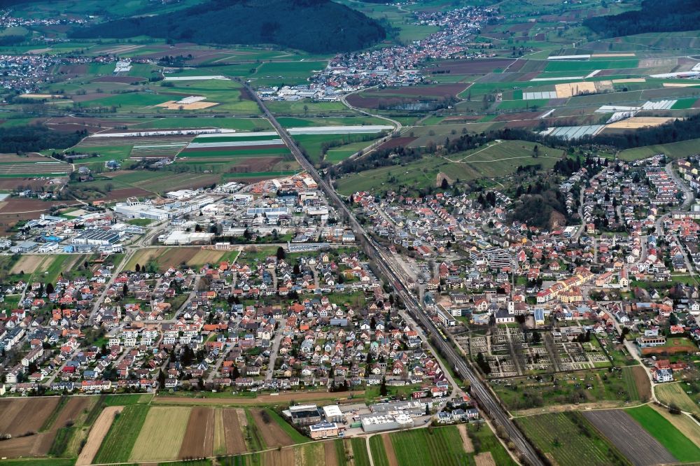 Luftaufnahme Denzlingen - Ortsansicht in Denzlingen im Bundesland Baden-Württemberg, Deutschland