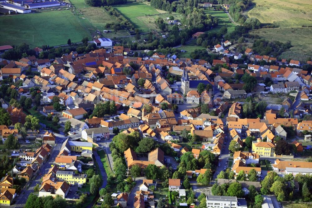 Derenburg aus der Vogelperspektive: Ortsansicht in Derenburg im Bundesland Sachsen-Anhalt, Deutschland