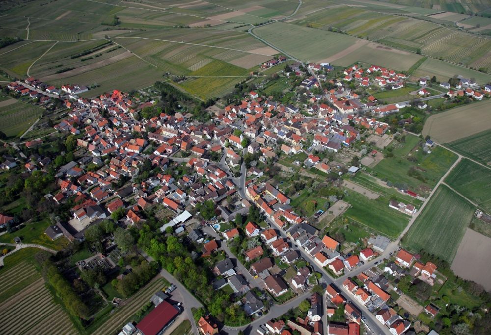 Luftbild Dittelsheim-Heßloch - Ortsansicht von Dittelsheim-Heßloch ist eine Ortsgemeinde im Landkreis Alzey-Worms in Rheinland-Pfalz