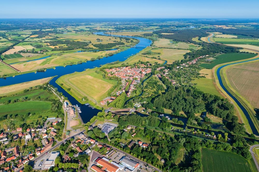 Dömitz von oben - Ortsansicht in Dömitz an der Elbe im Bundesland Mecklenburg-Vorpommern, Deutschland