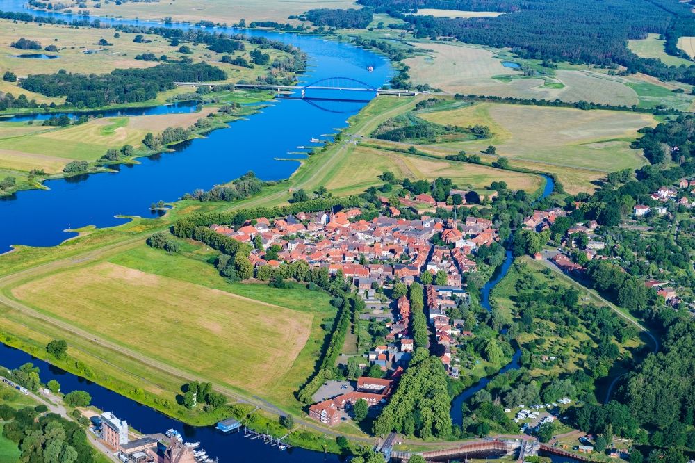 Luftbild Dömitz - Ortsansicht in Dömitz an der Elbe im Bundesland Mecklenburg-Vorpommern, Deutschland