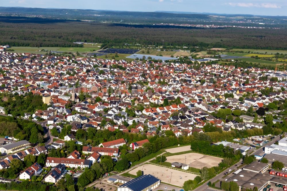 Luftaufnahme Eggenstein - Ortsansicht in Eggenstein im Bundesland Baden-Württemberg, Deutschland