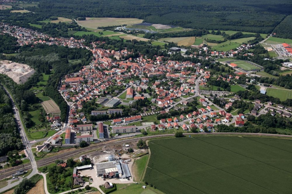Luftbild Lauterburg Lauterbourg - Ortsansicht vom ehemaligen Lauterburg, dem heutigen Lauterbourg im Elsass in Frankreich