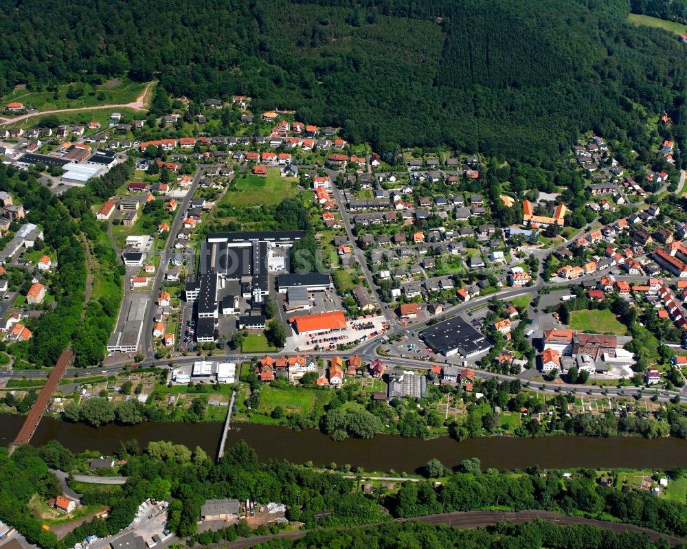 Luftbild Hann. Münden - Ortsansicht entlang der Hedemündener Straße in Hann. Münden im Bundesland Niedersachsen, Deutschland