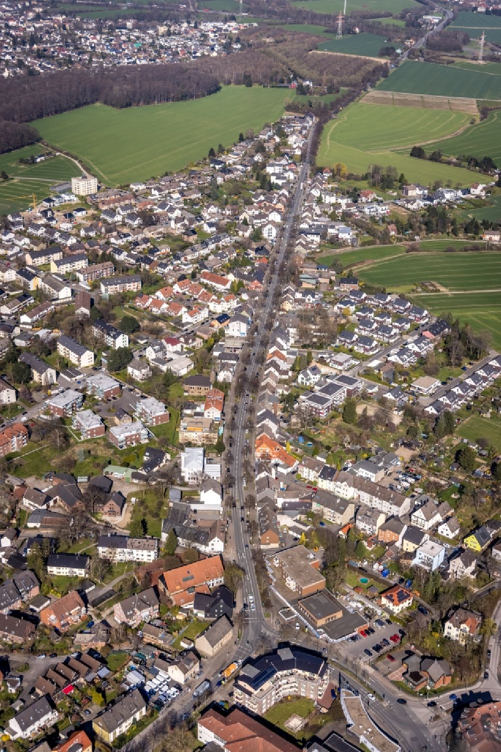Stockum aus der Vogelperspektive: Ortsansicht entlang der Hörder Straße in Stockum im Bundesland Nordrhein-Westfalen, Deutschland