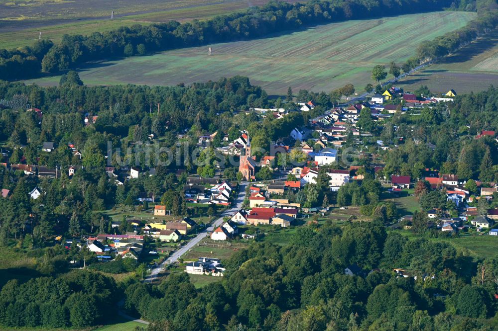 Luftaufnahme Marienwerder - Ortsansicht entlang der Steinfurter Straße in Marienwerder im Bundesland Brandenburg, Deutschland