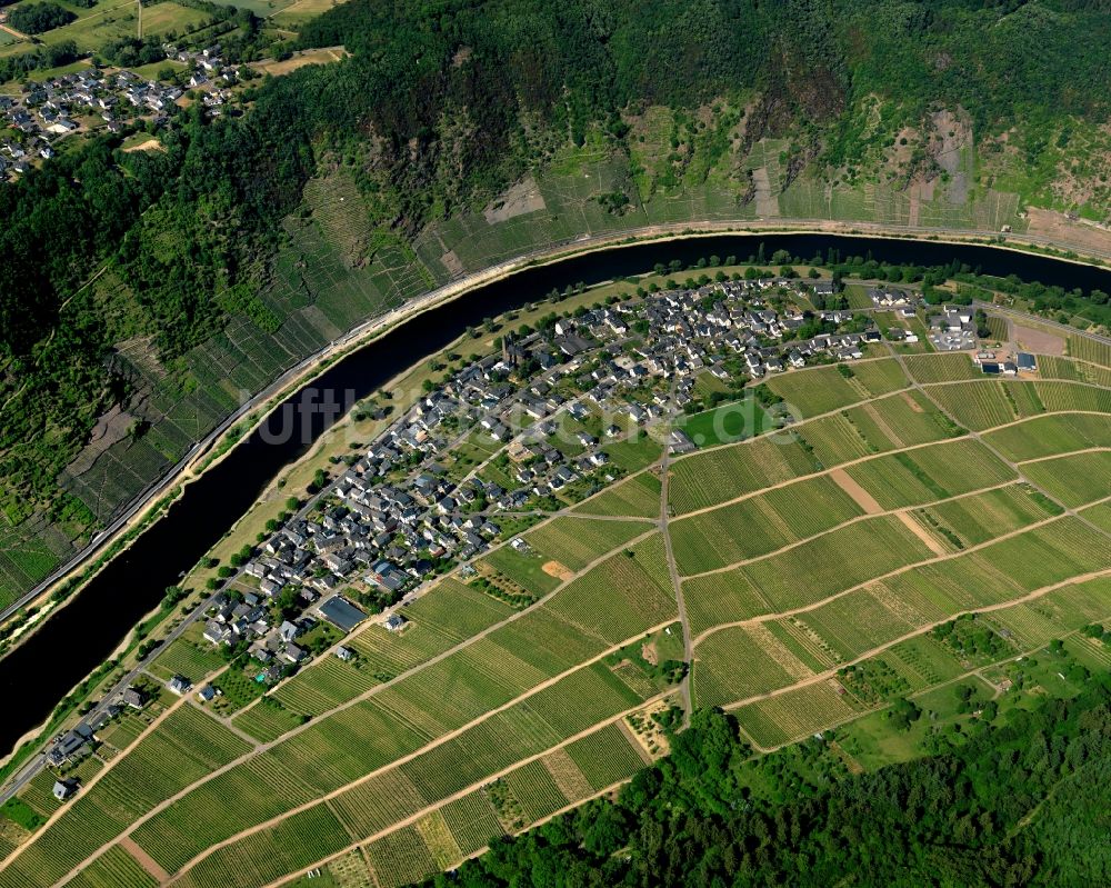 Luftbild Ernst - Ortsansicht von Ernst und Verlauf der Mosel im Bundesland Rheinland-Pfalz