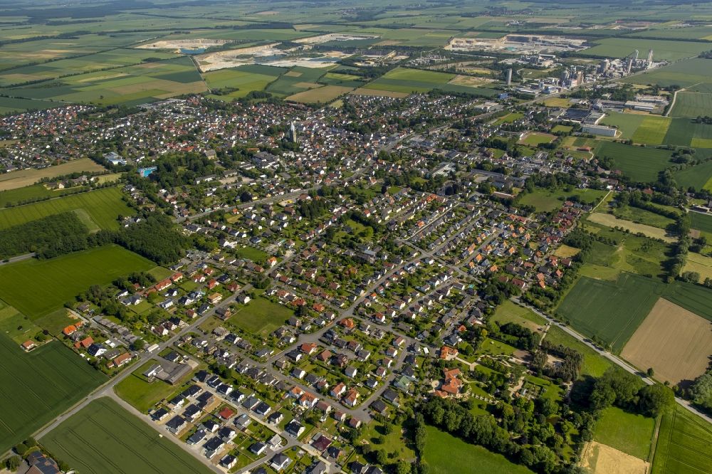 Luftbild Erwitte - Ortsansicht in Erwitte entlang des Verlaufs der Bahnhofsstraße im Bundesland Nordrhein-Westfalen