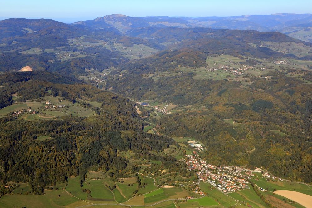 Luftaufnahme Kleines Wiesental - Ortsansicht der Flächengemeinde Kleines Wiesental im Bundesland Baden-Württemberg, Deutschland