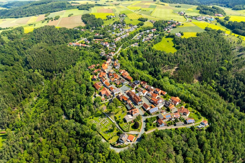 Fürstenberg von oben - Ortsansicht in Fürstenberg im Bundesland Hessen, Deutschland