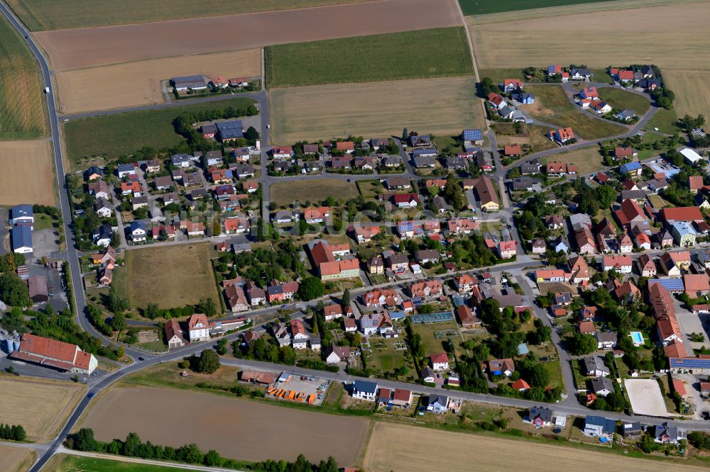 Gelchsheim von oben - Ortsansicht in Gelchsheim im Bundesland Bayern, Deutschland