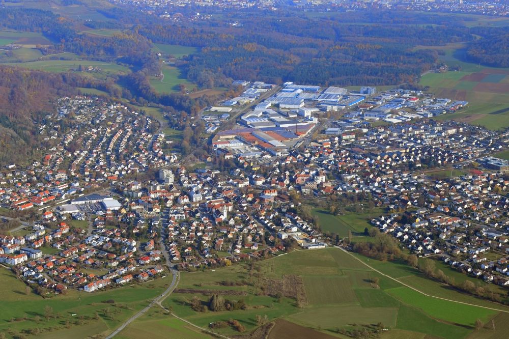 Gottmadingen aus der Vogelperspektive: Ortsansicht in Gottmadingen in der Hegau Landschaft im Bundesland Baden-Württemberg, Deutschland