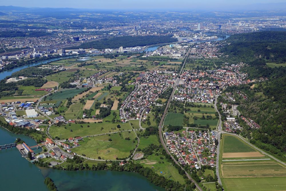 Luftbild Grenzach-Wyhlen - Ortsansicht von Grenzach-Wyhlen im Bundesland Baden-Württemberg, Deutschland