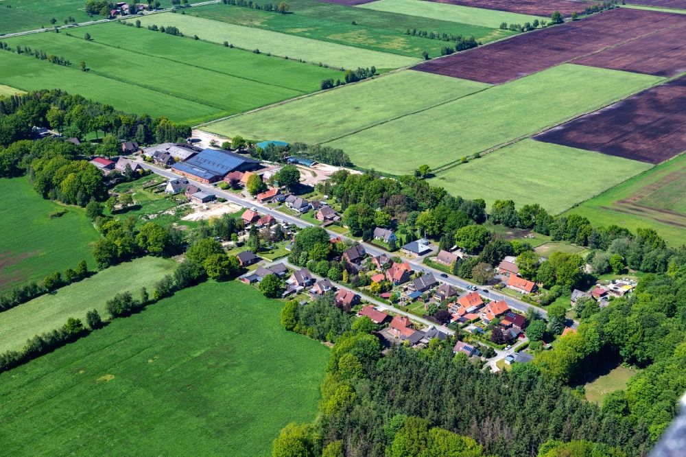 Luftaufnahme Hammah - Ortsansicht Groß Sterneberg am Rande von landwirtschaftlichen Feldern in Hammah im Bundesland Niedersachsen, Deutschland