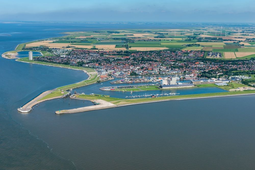 Luftaufnahme Büsum - Ortsansicht mit Hafen in Büsum im Bundesland Schleswig-Holstein
