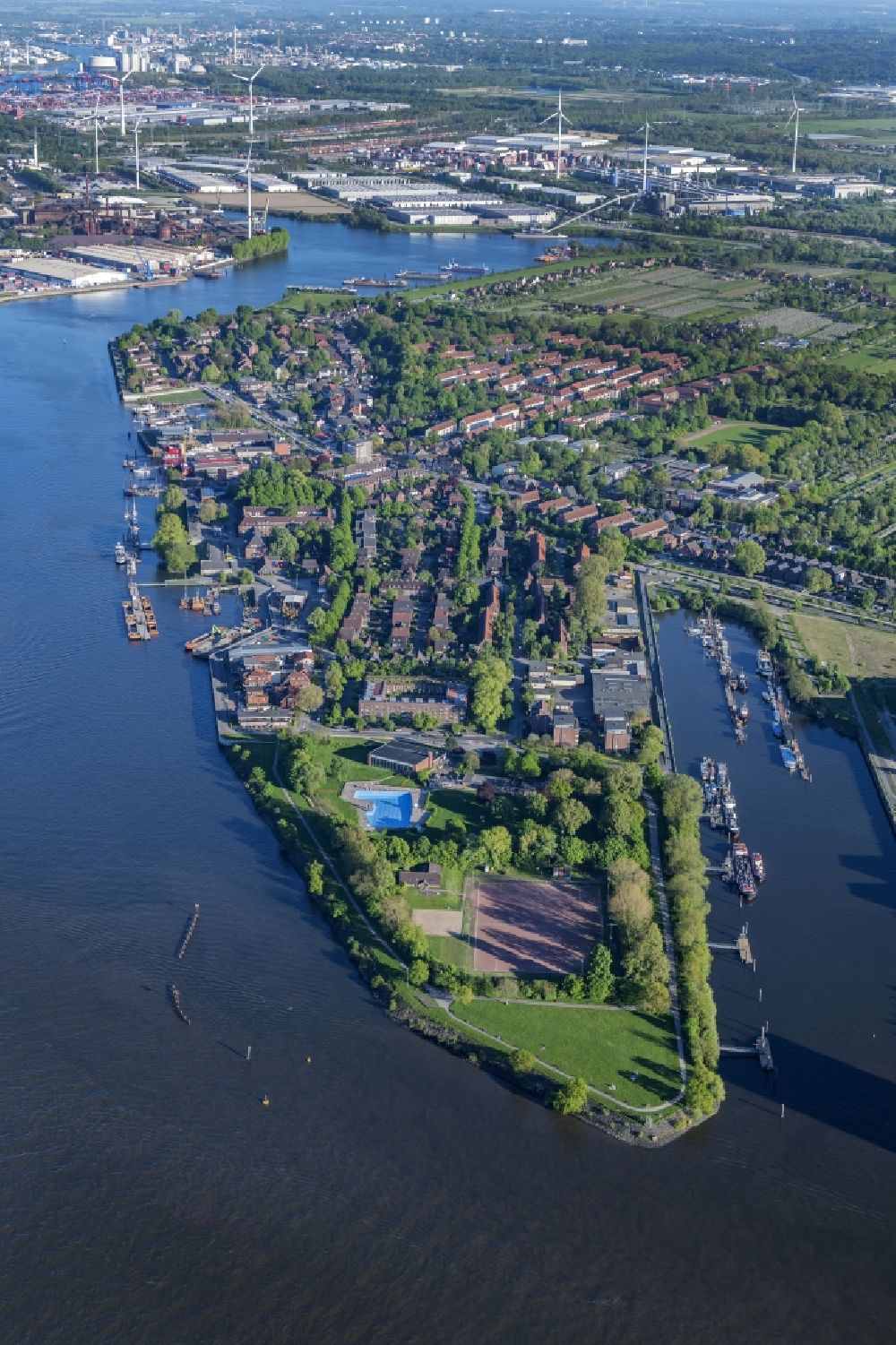 Luftaufnahme Hamburg - Ortsansicht von Hamburg Finkenwerder, Deutschland