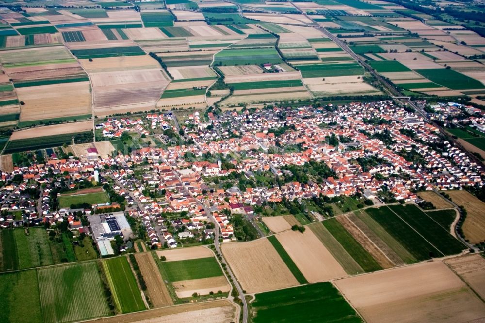 Haßloch aus der Vogelperspektive: Ortsansicht in Haßloch im Bundesland Rheinland-Pfalz