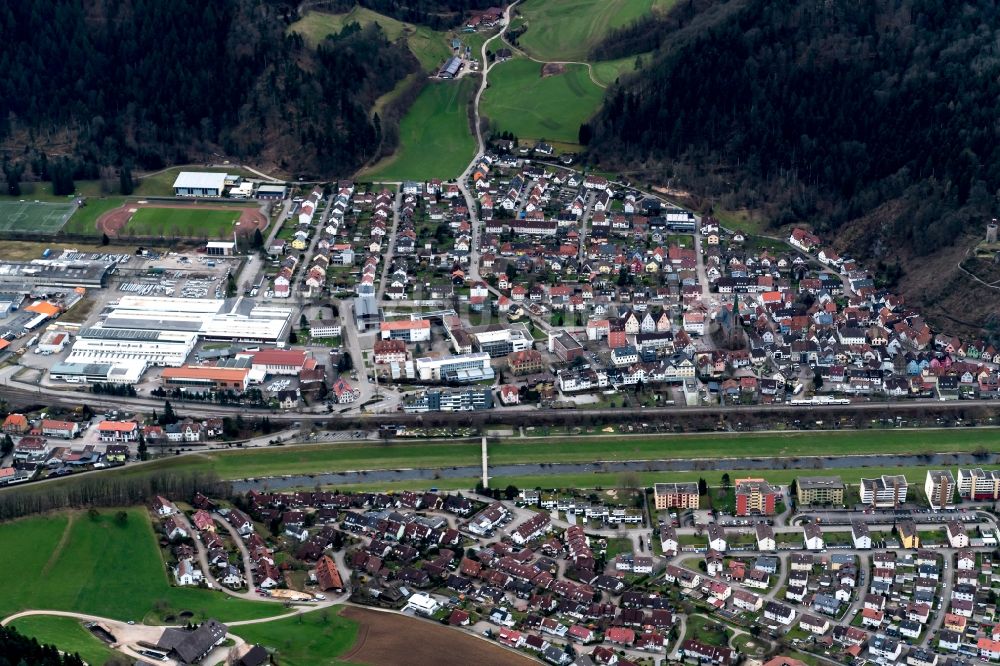 Hausach von oben - Ortsansicht in Hausach im Bundesland Baden-Württemberg, Deutschland