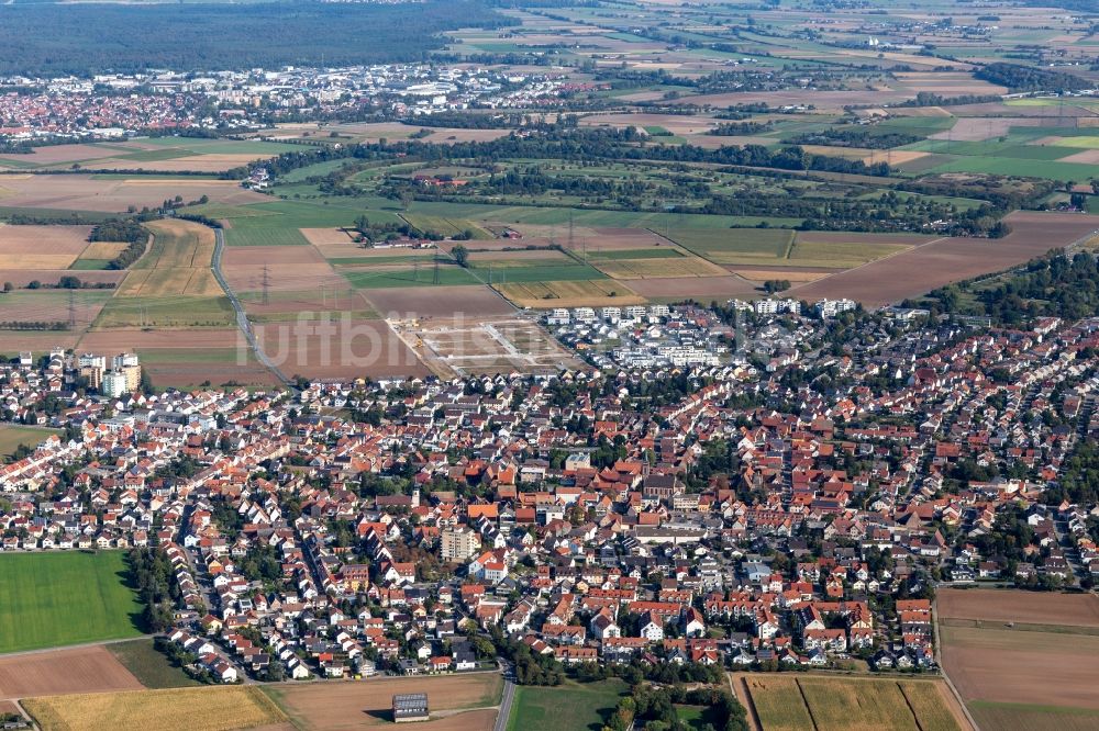 Luftaufnahme Heddesheim - Ortsansicht in Heddesheim im Bundesland Baden-Württemberg, Deutschland