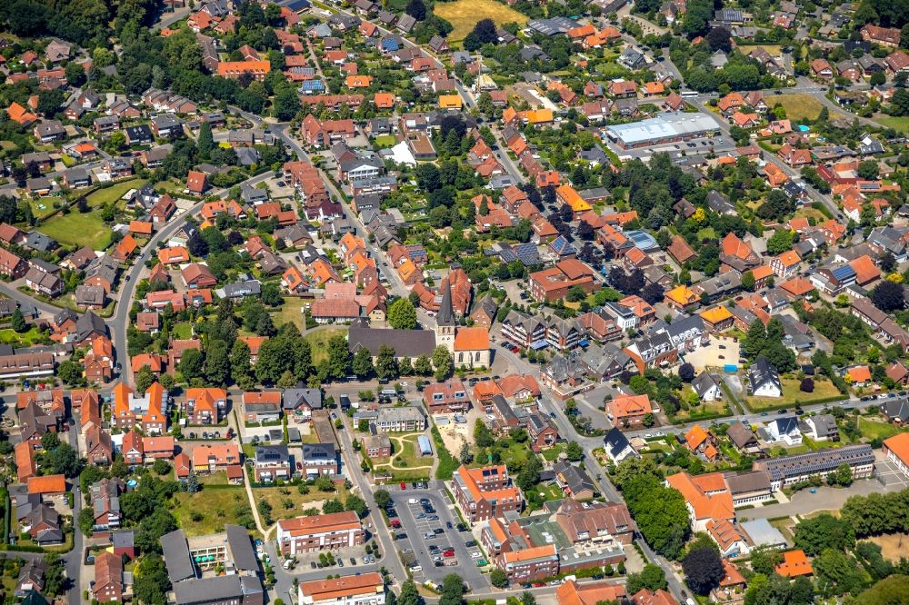 Luftaufnahme Ostbevern - Ortsansicht vom Innenstadtbereich in Ostbevern im Bundesland Nordrhein-Westfalen, Deutschland