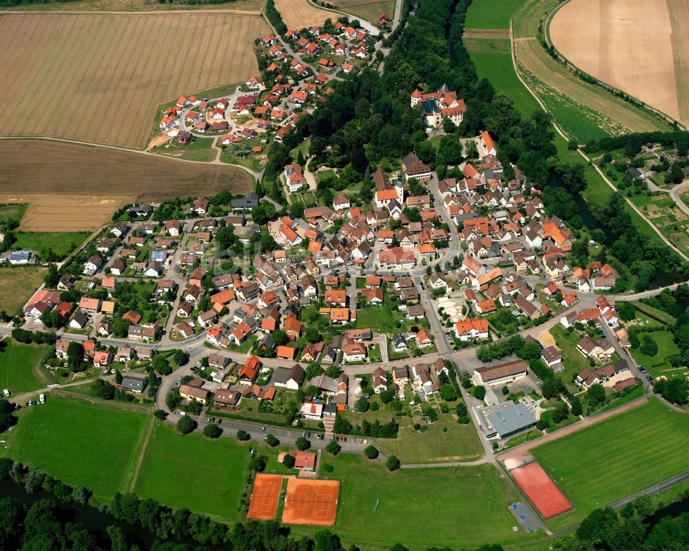 Luftaufnahme Jagsthausen - Ortsansicht in Jagsthausen im Bundesland Baden-Württemberg, Deutschland