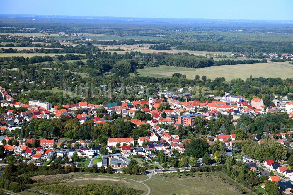 Jeßnitz (Anhalt) aus der Vogelperspektive: Ortsansicht in Jeßnitz (Anhalt) im Bundesland Sachsen-Anhalt, Deutschland