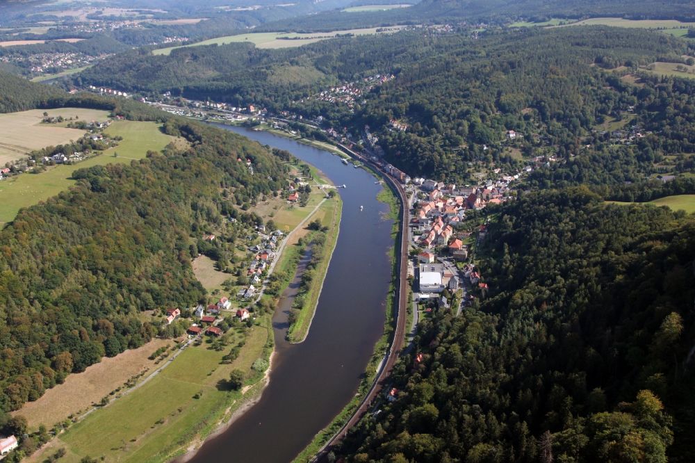 Königstein aus der Vogelperspektive: Ortsansicht in Königstein im Bundesland Sachsen