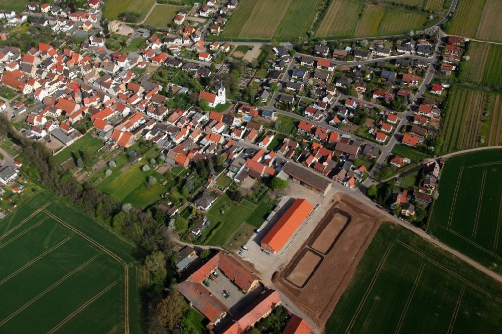 Luftaufnahme Monsheim OT Kriegsheim - Ortsansicht von Kriegsheim, einem Ortsteil von Monsheim im Bundesland Rheinland-Pfalz