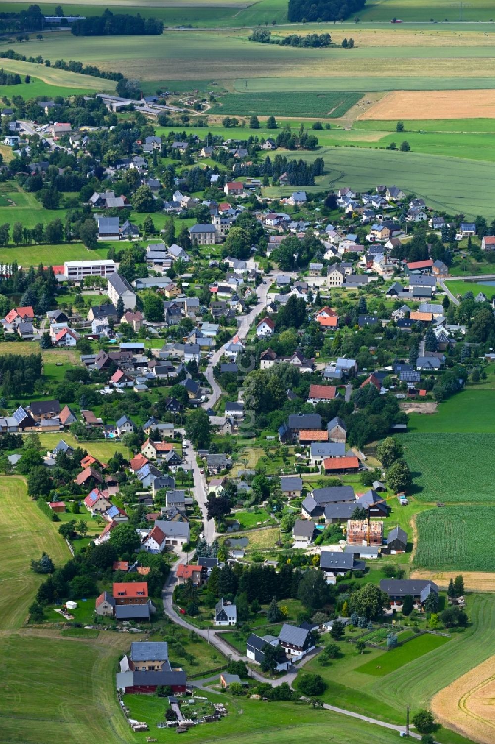 Langenberg aus der Vogelperspektive: Ortsansicht in Langenberg im Bundesland Sachsen, Deutschland